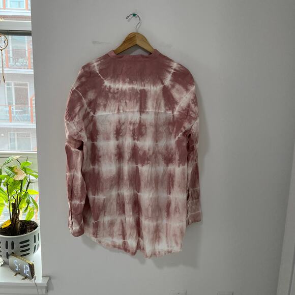 NEW Zara Pink Tie Dye Dye Relaxed Fit Button Up Top Size XL - Picture 6 of 6